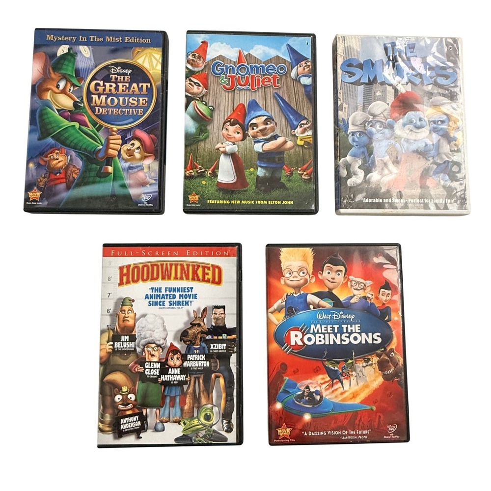 Disney‎ Kids DVD Bundle Animated 5 Movie Set Great Mouse Smurfs Hoodwinked Multi